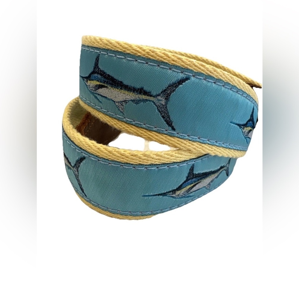 Preston Boys Size 36 Leather Marlin Belt Fish Made New England USA Beach Preppy - Picture 3 of 10